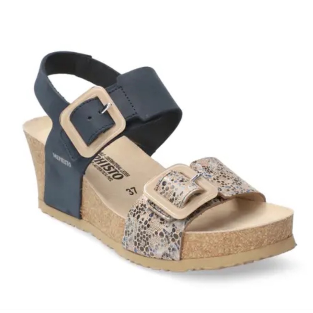 MEPHISTO Alissa Wedge sandals navy color 40 US 9 - 9.5